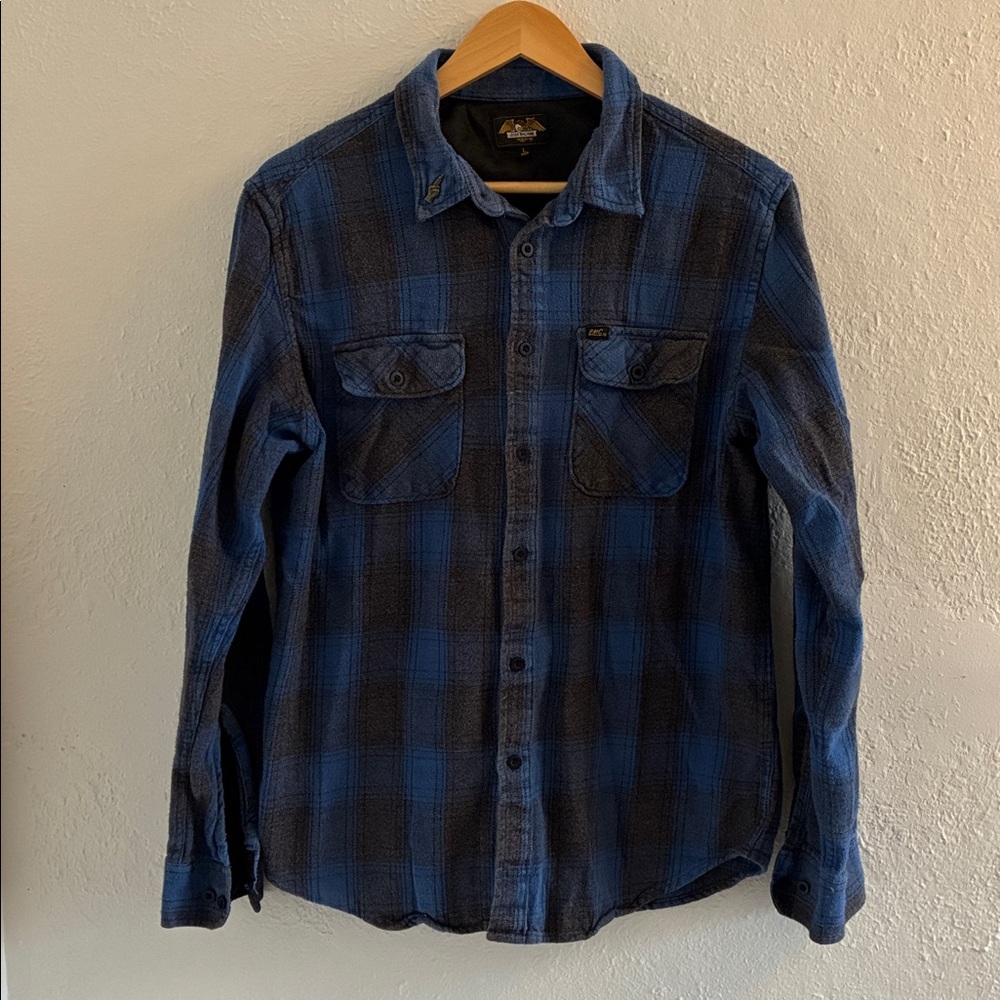 Loser Machine Blue and Black Plaid Button-Up Shirt